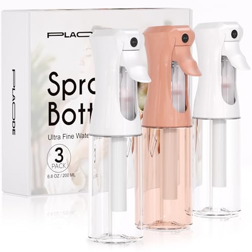 3 Pack Spray Bottle for Hair - Continuous Hair Spray Bottles Refillable Mister Sprayer for Hairstyling, Plants, Pets, Skincare, Cleaning (6.8 OZ/200ML, Terracotta+White+White) - color: Terracotta White White, size: (3-Pack)-6.8 Oz