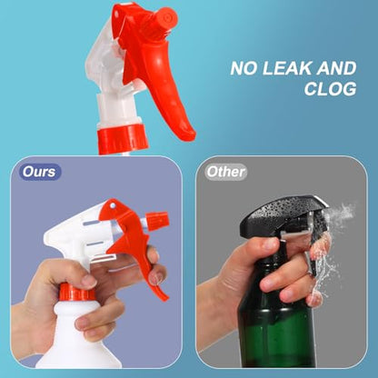 Zubebe 24 Pack 32 oz Plastic Spray Bottle Bulk Empty Leakproof Heavy Duty Spray Bottles for Cleaning Supplies Mist Bottles with Label and Adjustable Nozzle for Plant(Red and White,Clear Scale) - color: Red and White, style: Clear Scale