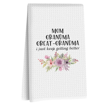Great Grandma Dish Towels - Great Grandmas Gifts Reusable Dish Towel Waffle Weave Absorbent Kitchen Towels, Grandmas Hand Cloth Tea Towel, Grandma Gifts from Grandson Granddaughter (14×24 Inches) - color: Great Grandma