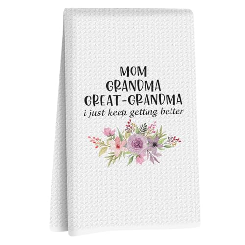 Great Grandma Dish Towels - Great Grandmas Gifts Reusable Dish Towel Waffle Weave Absorbent Kitchen Towels, Grandmas Hand Cloth Tea Towel, Grandma Gifts from Grandson Granddaughter (14×24 Inches) - color: Great Grandma