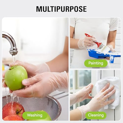 SWIFTLITE Disposable Vinyl Gloves, Food Safe, Latex-Free Powder-Free Clear Plastic Gloves for Cooking, House Clean, Food Prep - size: X-Large