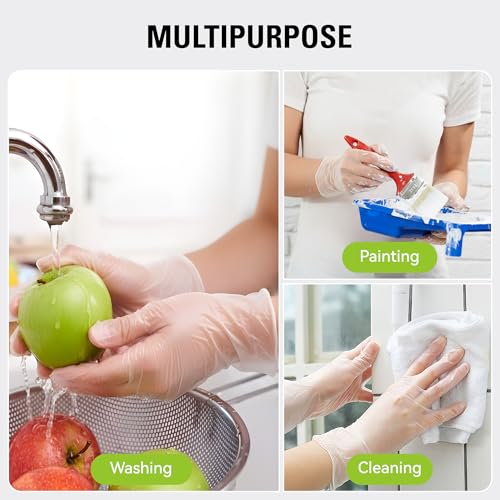 SWIFTLITE Disposable Vinyl Gloves, Food Safe, Latex-Free Powder-Free Clear Plastic Gloves for Cooking, House Clean, Food Prep - size: Medium