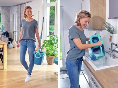 Leifheit Clean Twist Disc Mop Ergo Mop and Bucket, Floor Mop with Moisture-Controlled Spin Mop, Easy-Steer 360 Joint Microfibre Mop Head, 33cm Wide, Twist Mop - style: Clean Twist 2.0