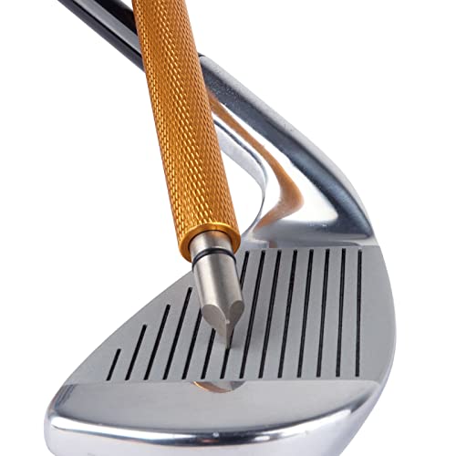 Bulex Golf Club Groove Sharpener, Re-Grooving Tool and Cleaner for Wedges & Irons - Generate Optimal Backspin - Suitable for U & V-Grooves - color: Gold