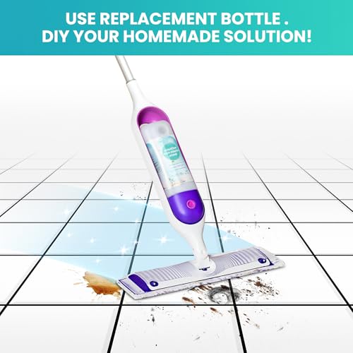 Refillable Bottle for Swiffer® Power Mop™, 720ML / 24 FL.OZ Reusable Solution Container, Leak-Resistant Lock, Use Any Liquid Cleaner