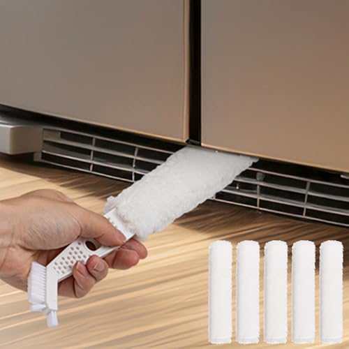 Air Conditioner Cleaner Set Mini Split Cleaning Kit Under Fridge Cleaning Tool Window Unit Kit with 5 Replaceable Brush Clothes for Refrigerator Air Conditioner, No Disassembly Furniture Appliances