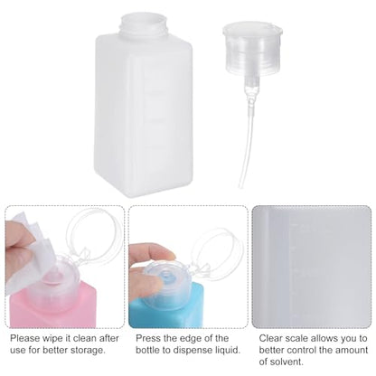 Solvent Alcohol Dispenser 250ml(8.5oz) Press Type ESD Safe Anti-Splash Liquid Dispenser Pump with Sealing plastic Lid for Alcohol, Nail Polish & Makeup Remover, White
