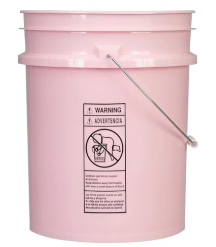 House Naturals 5 Gallon Premium HPDE Plastic Bucket - Made in USA Food Grade Storage Container, BPA Free All Purpose Pail (4, Pink) - color: Pink