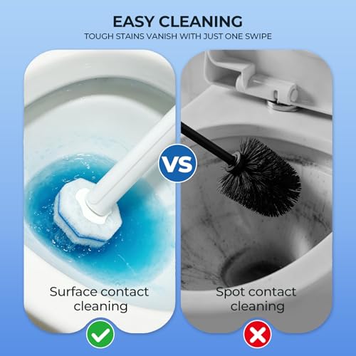 Disposable Toilet Brush Cleaning Supplies, Toilet Bowl Cleaner and Holder Set with 30 Toilet Wand Refill Pads, Wall Mounted Toliet Wand Kit Bathroom Maintenance, Storage Caddy (White)