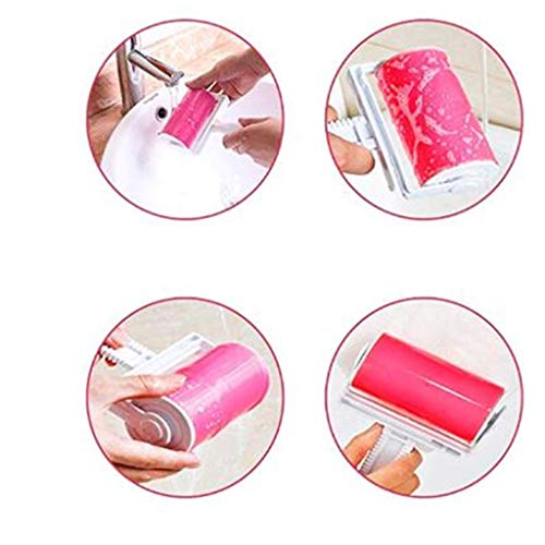 Resuable Washable Lint Roller Sticky for Pet Hair Cat Dog Remover Tool Pet Shedding Brush Cleans your Clothing Sofa (Pink, Blue)2 Pack