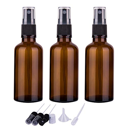 2oz Amber Glass Spray Bottles for Essential Oils, Small Empty Spray Bottle, Fine Mist Spray, Set of 3 - color: Black Amber