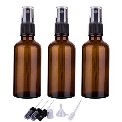 2oz Amber Glass Spray Bottles for Essential Oils, Small Empty Spray Bottle, Fine Mist Spray, Set of 3 - color: Black Amber