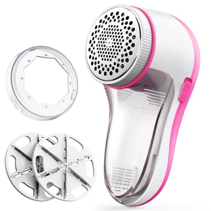 POPCHOSE Fabric Shaver, Lint Remover for Clothes, Electric Lint Shaver with 6-Leaf Blades, Sweater Shavers to Remove Pilling for Clothing, Couch, Furniture, Fuzz, Lint Ball, Bobbles, Pink - color: Pink