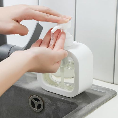 Hand Soap Dispenser for Bathroom, Modern Dish Soap Dispenser for Kitchen Sink, Liquid Soap Container with Pump, Clear Plastic Soap Pump Bottles (2 Packs,10oz, White) - color: White 300ml