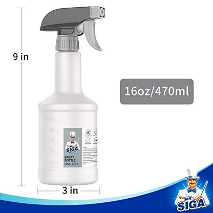 MR.SIGA 16 oz Empty Plastic Spray Bottles for Cleaning Solutions, Heavy Duty Household Reusable Spray Bottles with Measurements and Adjustable Leak Proof Nozzle, 3 Pack - size: 470ml, 3 Pack