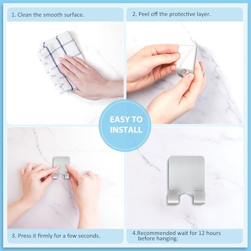 VIS'V Shower Wall Adhesive Razor Holder for His and Hers, Silver, 2 Pcs | Metal Material, Compact Design, Peel and Stick, Fit for Smooth Flat Surfaces - color: Silver