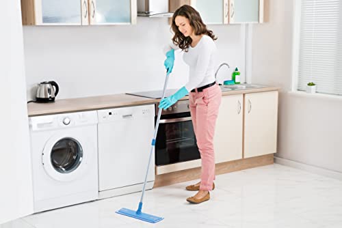 Superio Miracle Mop Set 2 Pack, Microfiber Flat Mop Wet and Dust Mop for Vinyl Plank, Hardwood, Laminate, Tile Flooring, Wall, with Aluminum Telescopic Handle, and Microfiber Mop Pad, Blue - size: Full Mops-2