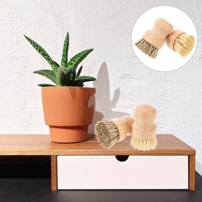 VOSAREA Natural Fiber Palm Scrub Brush 2pcs, Stiff Sisal and Coconut Bristle Kitchen Cleaning Brush Set for Pots, Pans, and Dishes, Eco-Friendly Household Scrub Tool for Kitchen Use