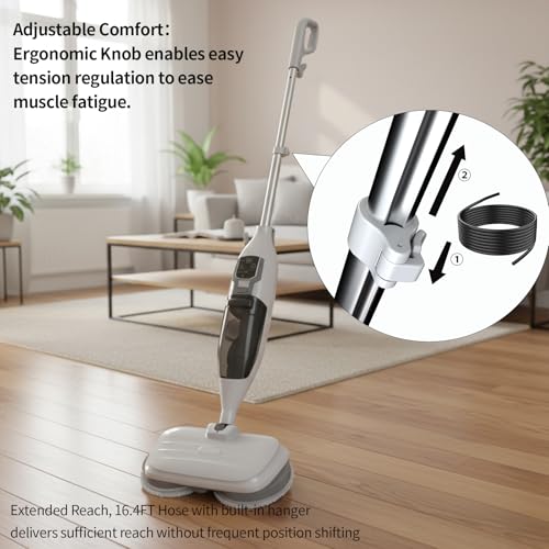 PUREBEAR Steam Mop Cleaner For Home With 4 Replacement Pads, 3 Adjustable Steam Setting, MultiPurpose Handheld Steamer Cleaning for Hardwood Floors, Clothes,Windows,Tiles, Grout (White)