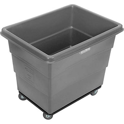 Global Industrial 12 Bushel Plastic Bulk Box Truck, Steel Chassis Base, 1000 lbs. Capacity, 4" Non-Maring Rubber Casters, Gray, 38-2/5"L x 28-9/10"W x 33" H - color: Gray