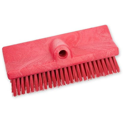 SPARTA 40423EC05 Plastic Floor Scrub Brush, Wall Brush, Equipment Brush With Nonabsorbent Bristles For Industrial Kitchens, Hospitals, Commercial Cleaning, 10 Inches, Red, (Pack of 2) - color: Red