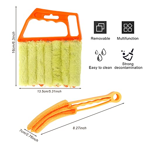Mwellewm 2Pcs Window Venetian 7 Finger Dusting Cleaner Tool and 1Pc Window Blind Cleaner Duster Brush Hand-Held Window Shutters Venetian Shades Brush for Air Conditioner Duster Dirt - color: Yellow