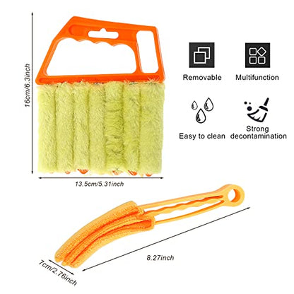 Mwellewm 2Pcs Window Venetian 7 Finger Dusting Cleaner Tool and 1Pc Window Blind Cleaner Duster Brush Hand-Held Window Shutters Venetian Shades Brush for Air Conditioner Duster Dirt - color: Yellow