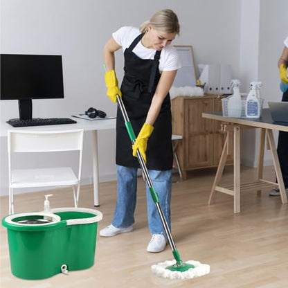 Spin Mop and Bucket with Wringer Set, 360° Spinning Mop Bucket System with 3 Microfiber Mop Replacement Heads and 61" Stainless Steel Adjustable Handle for Floor Cleaning (20QT) - color: Green