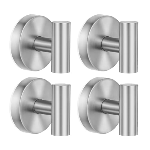 Suction Cup Hooks for Shower Heavy Duty, Shower Hooks No Drill, Shower Hooks for Inside Shower Stainless Steel, Suction Hooks for Window, Glass, Tile, Wall, Loofah, Bath Robe, Wreath, Silver 4 Pack - color: Silver