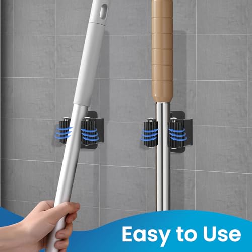 Broom Holder Wall Mount, 24PCS Broom Hanger Wall Mount, Stainless Steel Heavy Duty Mop Holder Broom Mop Hanger Wall with Screws, Garden Outdoor Tool Organizer Rack Broom Hanger (Black) - color: 24pack