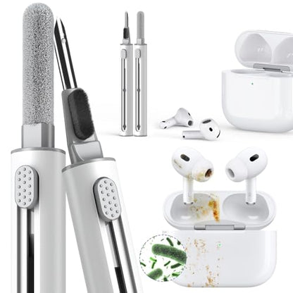 Inesore Cleaner Kit for Airpods Pro 3 2 1 Series,Multi-Function Cleaning Pen Tool for Earbuds Headphone iPhone Camera Electronic Devices,with Soft Brush Flocking Sponge -White - color: A1-White