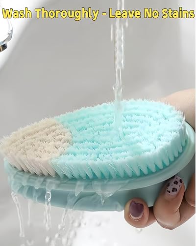 2 Pack Soft Bristle Cleaning Scrub Brush Laundry Brush Scrubber Brush for Clothes, Carpet and Fabric Stain Removal, Scrubbing Brush with Ergonomic Handle (White) - color: White