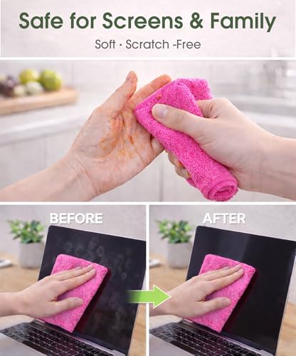 Microfiber Cleaning Cloth Roll - 100 Pack Tear Away Microfiber Paper Towels, Reusable, Washable, Scratch-Free, Kitchen Towels for Car, Home, Kitchen, Glass, Dishes (Hot Pink) - color: Hotpink