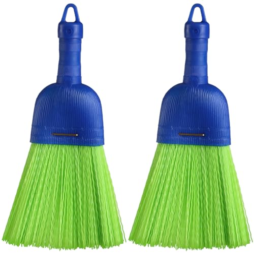 Domensi 2 Pcs Whisk Broom Poly Fiber Handheld Brush Hand Brush Outdoor Car Broom with Hang Hole for Cleaning Inddoor Porches Floors Decks Driveways Dirt Dust