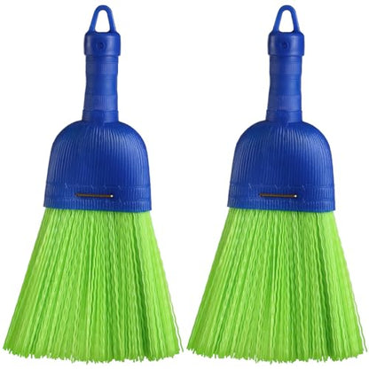 Domensi 2 Pcs Whisk Broom Poly Fiber Handheld Brush Hand Brush Outdoor Car Broom with Hang Hole for Cleaning Inddoor Porches Floors Decks Driveways Dirt Dust