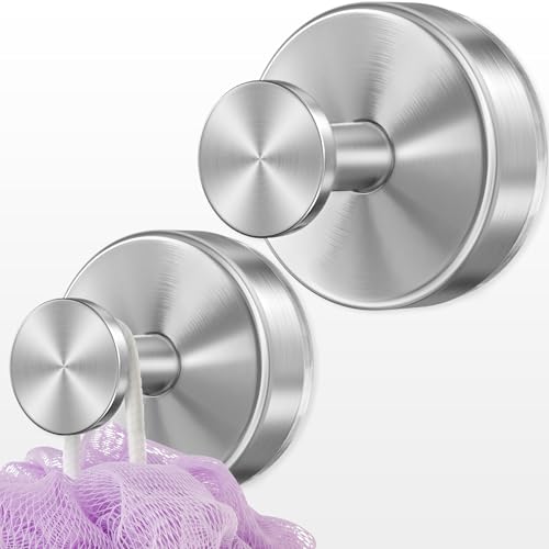 Deluwire Suction Cup Hooks for Shower, No Drill Shower Suction Hooks for Bath Robe Looafh, Removable Towel Holder for Bathrooms Wall, Mirror, Tile, Window Glass, Non-Porous Surfaces, 2 Packs-Silver - color: Silver, size: 2pc