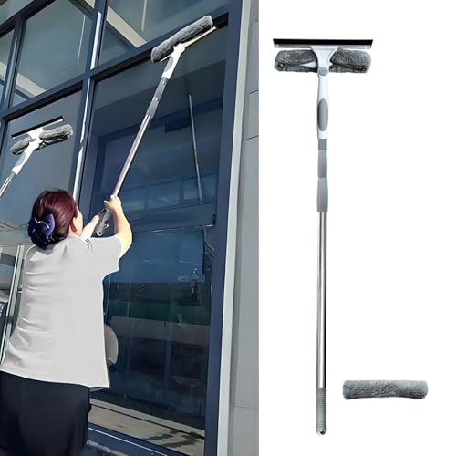 Professionalism Window Cleaner Tool for Windows Cleaning, Window Washing Kit with Streak-free Squeegee & Rotating Head, Extendable Glass Clean Extension Pole for Outdoor(1-1.95m/3.3-6.4ft+Cloth(1 PC)) - size: 1-1.95m/3.3-6.4ft+Cloth(1 PC)