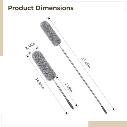 12 PCS Microfiber Feather Dusters, Extendable from 31 to 13 Inches, Bendable Washable Cleaning Tools, Metal Pole Ceiling Fan Dusters for Car Office Window Furniture Conditioner