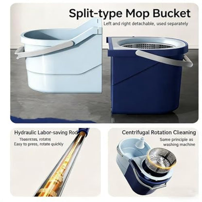 Spin Mop & Bucket System with 4 Washable Microfiber Mop Pads – Ideal Hardwood Floor Mop with Bucket for All Hard Surface Cleaning