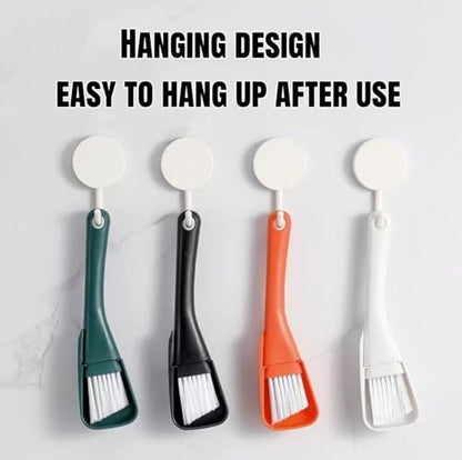 2PCs Window Track & Crevice Cleaning Brushes with Built-in Dustpan - Floor/Window Slot/Keyboard/Door Crevice Brush Set, Household Cleaning Tool Set(White+Green) - color: White+green
