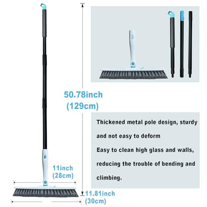 Grout Brush with Long Handle V Shape Floor Scrub Brush Stiff Bristle Grout Scrubber for Cleaning Bathroom Garage Kitchen Wall Tub Tile (1, White) - color: White