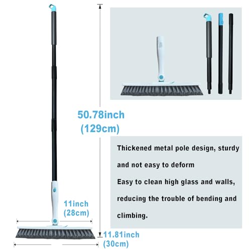 Grout Brush with Long Handle V Shape Floor Scrub Brush Stiff Bristle Grout Scrubber for Cleaning Bathroom Garage Kitchen Wall Tub Tile (1, White) - color: White