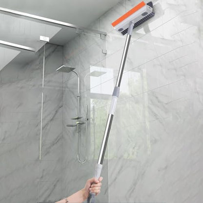 3-in-1 Bathroom Cleaning Brush with Wiper - Long Handle 180° Rotate Toilet Brush, Tiles Cleaning, Floor Scrub for Kitchen and Bathroom Accessories (Orange 3 in 1)