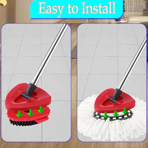 Replacement Head Spin Mop Refills Compatible with O Cedar EasyWring 1-Tank (1 Mop Handle & 3 Mop Head & 1 Scrubber & 1 Base) - size: 1 Mop Handle & 3 Mop Head & 1 Scrubber & 1 Base
