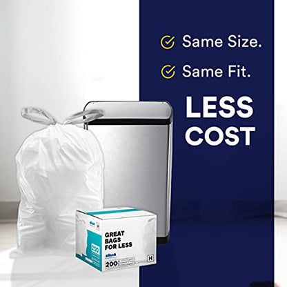 Plasticplace Custom Fit Trash Bags, Compatible with Simplehuman Code Q (50 Count), 13-17 Gallon Drawstring Garbage Liners, Heavy Duty Tear-Resistant - size: 50 Count (Pack of 1), style: Unscented