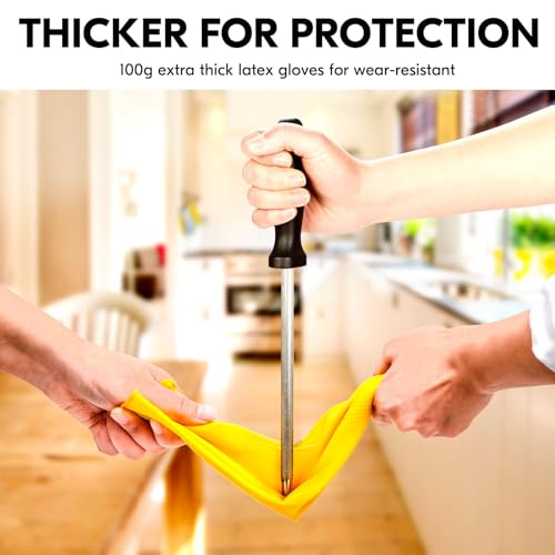 Vgo... 1-Pair Reusable Household Gloves, Rubber Dishwashing gloves, Extra Thickness, Long Sleeves, Kitchen Cleaning, Working, Painting, Gardening, Pet Care (Size M, Yellow, HH4601) - color: 1 Pair -Yellow, size: Medium
