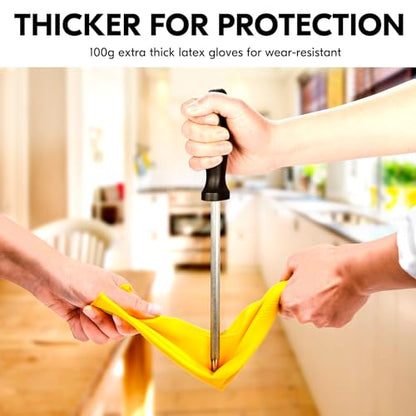 Vgo... 1-Pair Reusable Household Gloves, Rubber Dishwashing gloves, Extra Thickness, Long Sleeves, Kitchen Cleaning, Working, Painting, Gardening, Pet Care (Size M, Yellow, HH4601) - color: 1 Pair -Yellow, size: Medium