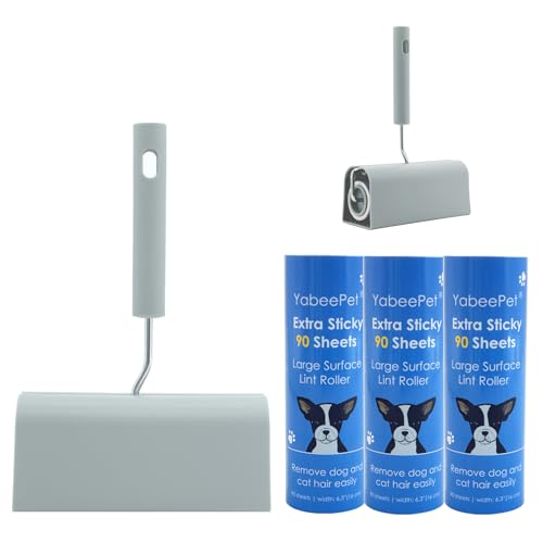 Extra Sticky Large Surface Lint Roller, 6.3'' Giant Lint Roller for Pet Hair, Lint Remover Roller for Cat Hair, Clothes, Furniture, 1 Handle + 270 Sheets, with Dust-Proof Case - style: 1 Roller + 2 Refills (With Dust-Proof Cover)