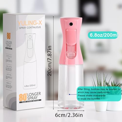 hair spray bottle, ultra-fine spray continuous spray bottle (200ml/6.8oz), used for hair design, vegetation, cleaning and skin care - empty, reusable (Pink) - color: Pink