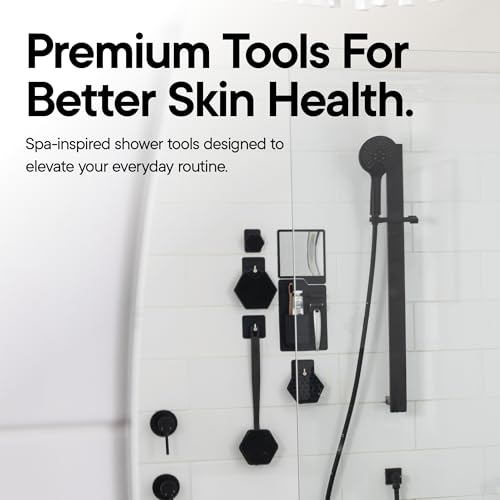 TOOLETRIES Silicone Back Scrubber for Shower, Exfoliating Body & Bath Brush, Long Ergonomic Handle, Non-Slip Grip for Hard-to-Reach Areas, Hygienic Silicone Bath Accessory for Men & Women - Charcoal